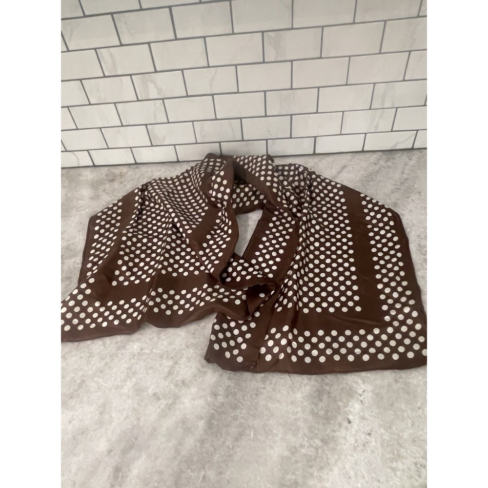 Echo Silk Scarf Brown Polka Dot Rectangle Silky Womens Designer Luxury